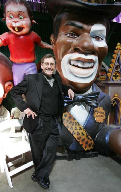 
Blaine Kern, Mardi Gras float designer, poses with the Zululand Ambassador prop which will be used in this year's Mardi Gras Parade on Tuesday. 
 (Associated Press photos / The Spokesman-Review)