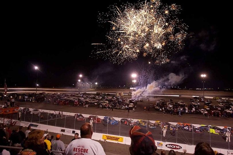 Fireworks go off just before the command to start engines at the 2011 NASCAR K&N Pro Series event in Spokane, Wash. (Photo Credit: Otto Kitsinger/Getty Images for NASCAR) (Otto Iii / Getty Images North America)