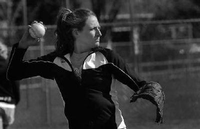 Post Falls High School senior Lisa Steinbach throws the ball during softball practice. Steinbach is moving from playing second base to shortstop.
(Kathy Plonka / The Spokesman-Review)
