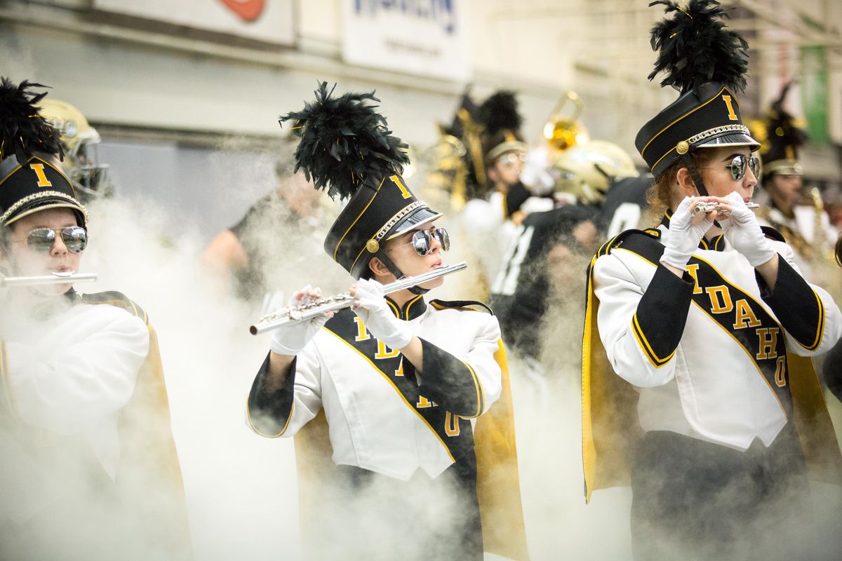 University of Idaho's band plays before game against Eastern Washington University on Sept. 21, 2019 at the Kibbie Dome in Moscow, Idaho. (Libby Kamrowski / The Spokesman-Review)