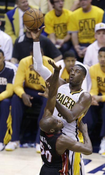 Roy Hibbert’s 23 points powered Indiana over Miami.
