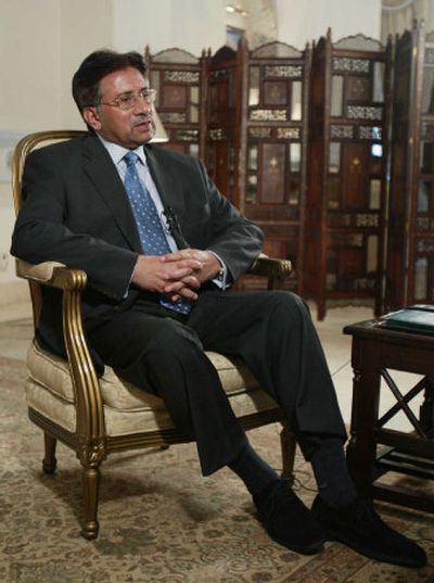
Pakistani President Gen. Pervez Musharraf speaks to a reporter during an interview in Rawalpindi Friday. Musharraf said he had no new clues about the whereabouts of Osama bin Laden. 
 (Associated Press / The Spokesman-Review)