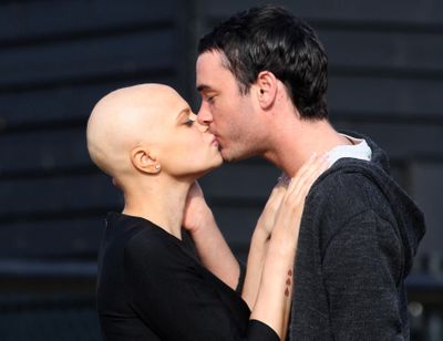 Cancer-stricken reality TV star Jade Goody and her fiancé, Jack Tweed, share a kiss  Saturday.  (Associated Press / The Spokesman-Review)