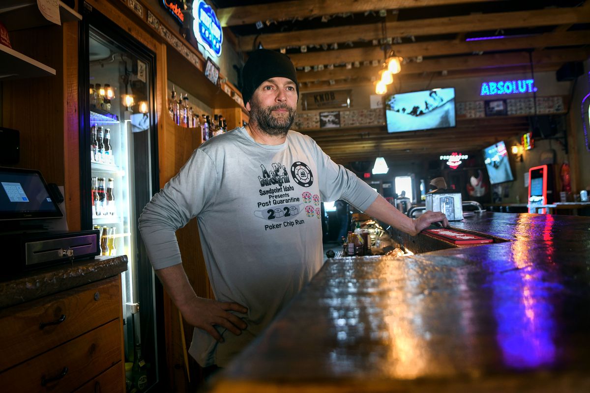 A&P Bar and Grill owner Travis Thompson talks about the impact a minimum wage hike would have on his business in Sandpoint on March 3.  (Kathy Plonka/The Spokesman-Review)