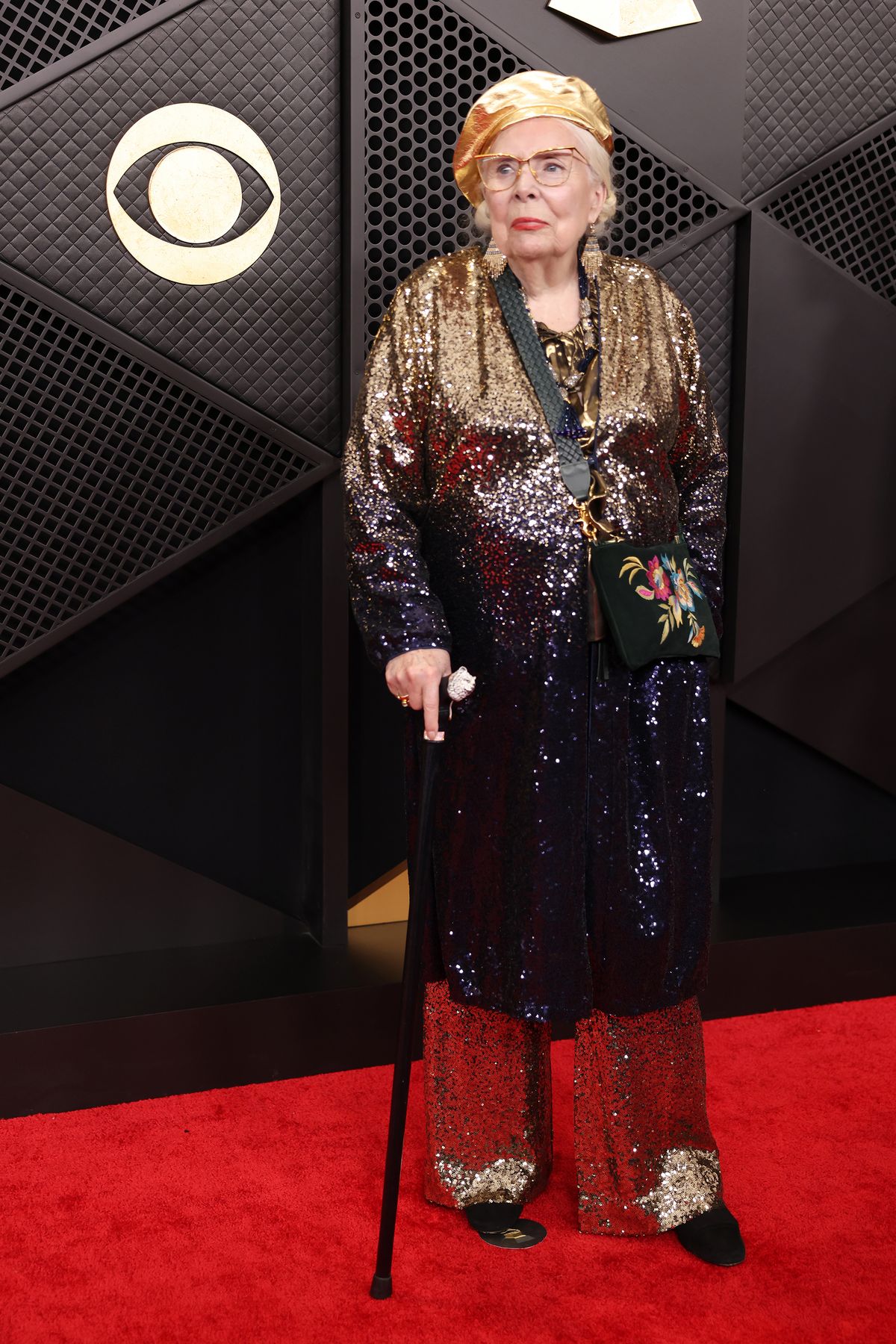 Joni Mitchell arrives on the red carpet for the 68th annual Grammy Awards at Crypto.com Arena in Los Angeles on Sunday, Feb. 1, 2026.   (Christina House/Los Angeles Times/TNS)