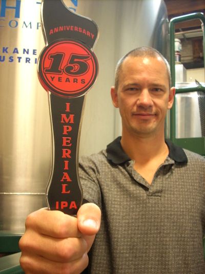 Mark Irvin will tap a beast of an Imperial IPA during Saturday’s party in celebration of the 15th anniversary of his brewpub, Northern Lights Brewing Company, 1003 E. Trent Ave.   (Tom Bowers / The Spokesman-Review)