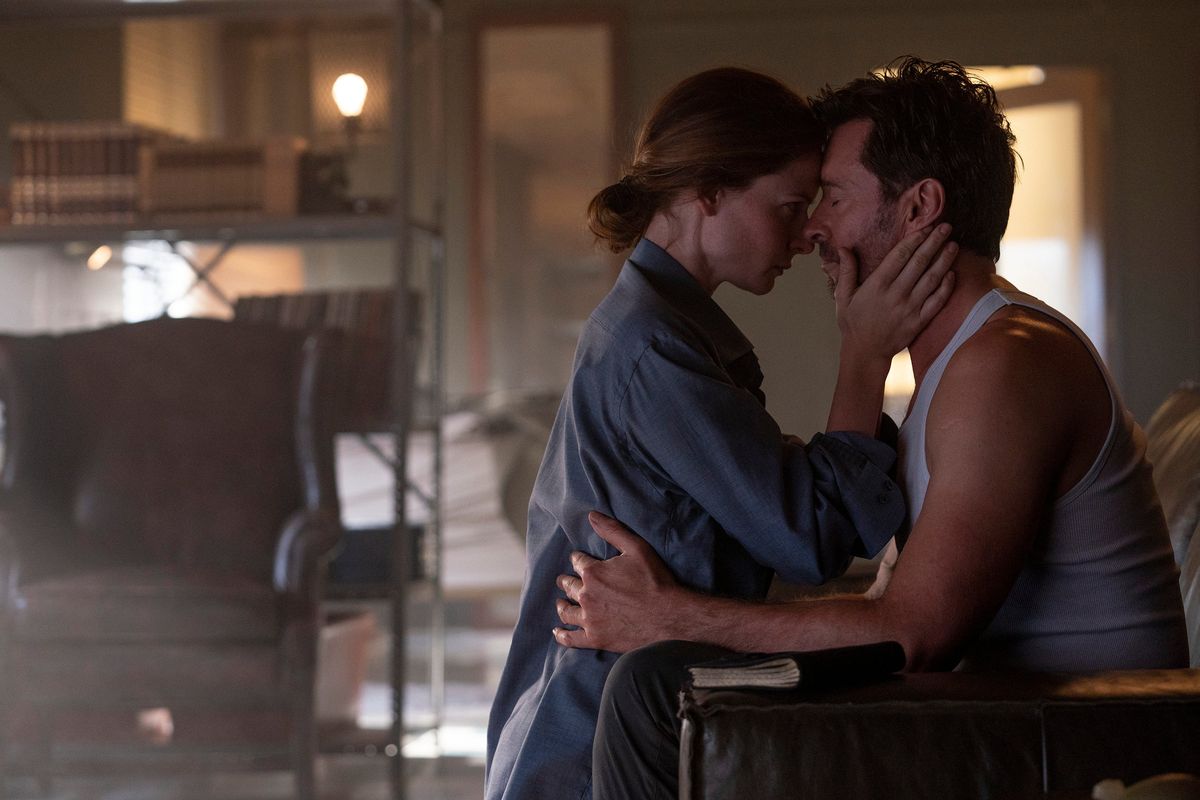 Rebecca Ferguson, left, and Hugh Jackman in “Reminiscence.” (Warner Bros. Entertainment)