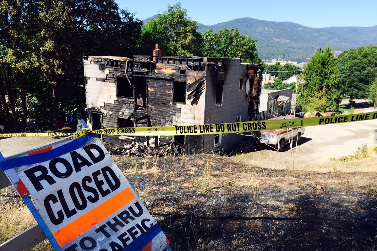 Two children died July 17 in a fire that destroyed this Colville apartment building. (Dan Pelle)