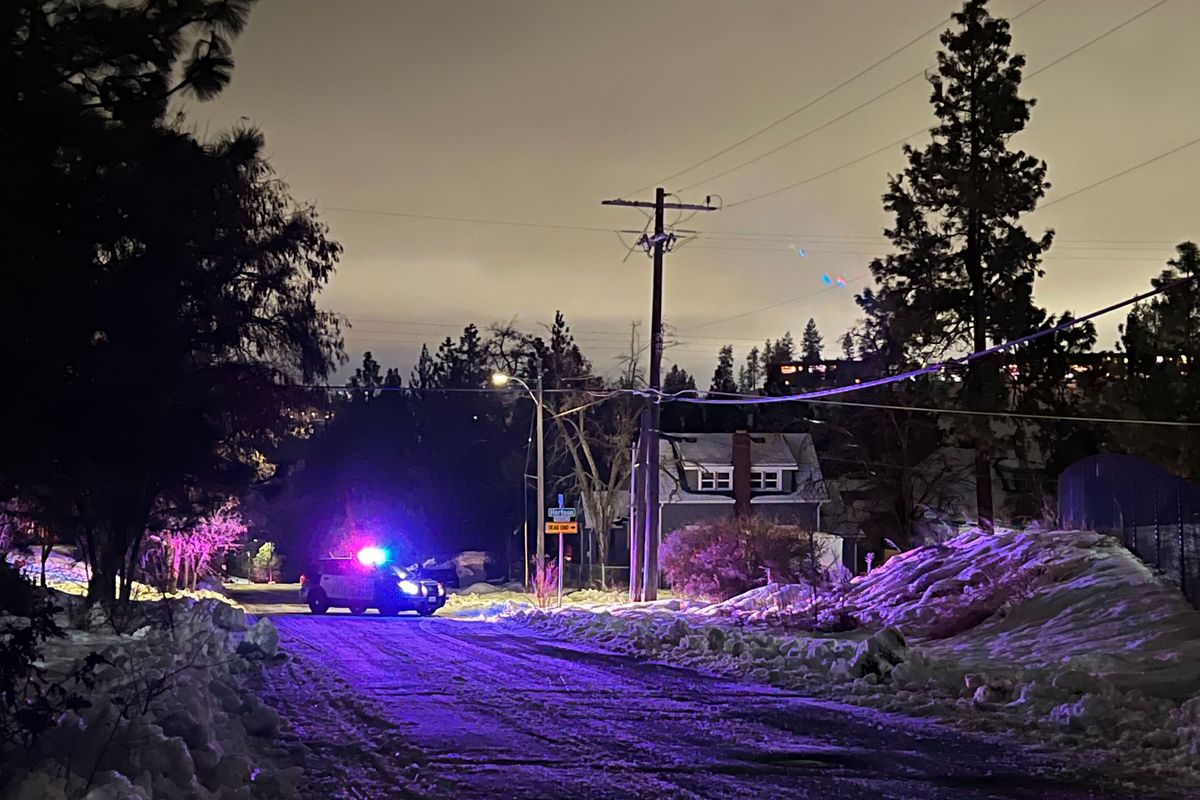 The scene of a fatal shooting near the intersection of Hartson Avenue and A Street is shown Thursday, Dec. 1, 2022.   (Quinn Welsch/THE SPOKESMAN-REVIEW)