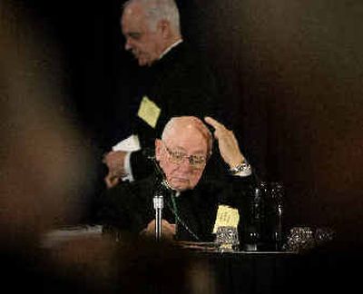 
Spokane Bishop William Skylstad works during the morning session of the U.S. Conference of Catholic Bishops meeting in Washington, D.C., on Wednesday. Skylstad is the new president  of the group that some say is the church's moral compass. 
 (Reuters / The Spokesman-Review)