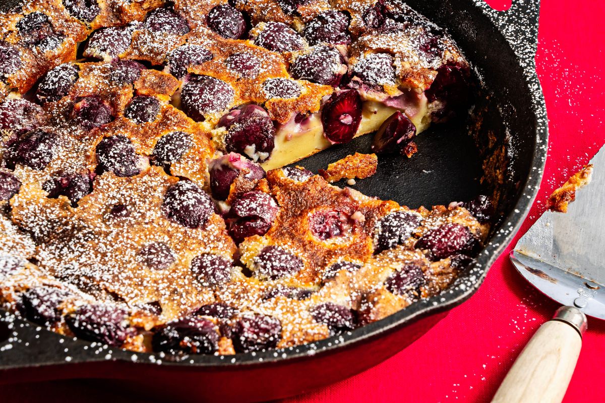 Cherry clafoutis is a simple peasant dessert from the Limousin region in France.  (Scott Suchman/For the Washington Post)