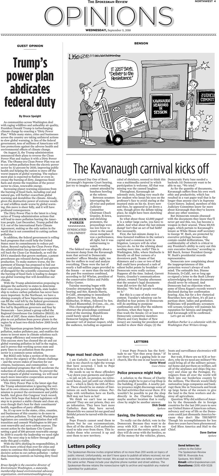 Opinion Front Page for Sept. 5, 2018 The SpokesmanReview