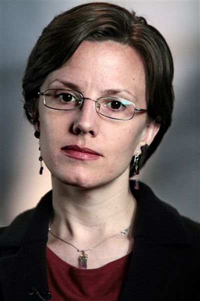 Sarah Shourd, one of three Americans arrested and imprisoned in Iran on espionage charges after violating its borders, listens during an interview in New York on Sept. 23, 2010. Shourd was released Sept. 14, but her fiancé Shane Bauer and Josh Fattal remain in Tehran’s Evin Prison. 
 (Associated Press / Associated Press)
