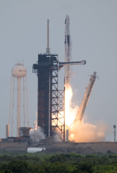 A SpaceX Falcon 9 rocket carrying the company's Dragon spacecraft is launched on NASA’s SpaceX Crew-11 mission to the International Space Station with NASA astronauts Zena Cardman, Mike Fincke, Japan Aerospace Exploration Agency astronaut Kimiya Yui, and Roscosmos cosmonaut Oleg Platonov onboard, Friday, Aug. 1, 2025, from NASA's Kennedy Space Center in Florida.  (NASA/Aubrey Gemignani)  (NASA/Aubrey Gemignani)