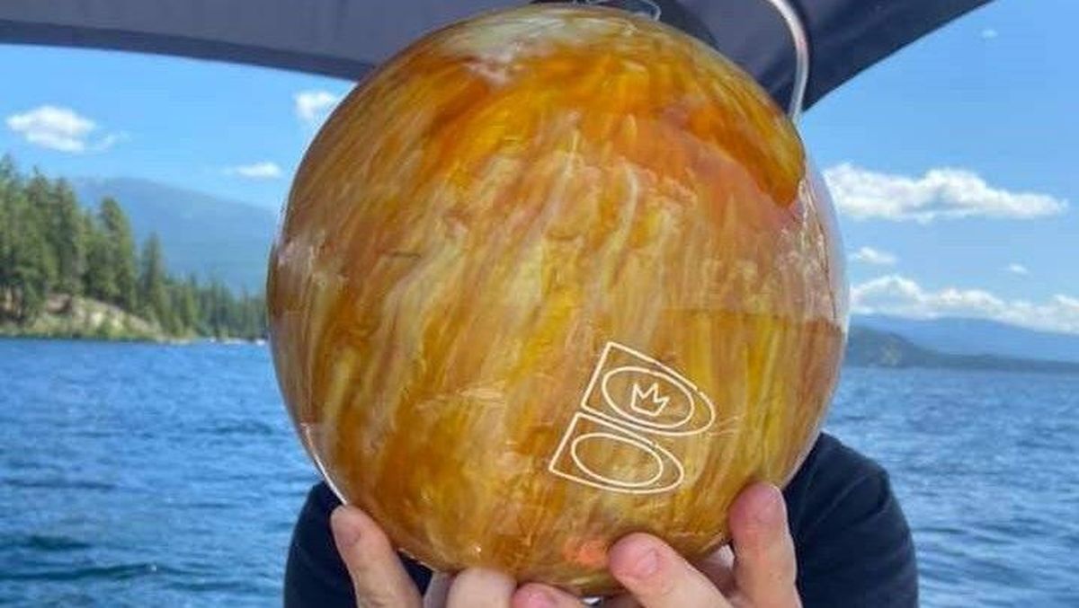 This orange bowling ball was found floating in Priest Lake.  (Priest Lake Bulletin Board)