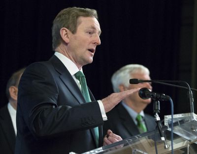 In this March 16, 2013, file photo, Irish Prime Minister Enda Kenny speaks in New York. Kenny has signaled that he will use a meeting with President Donald Trump in the White House, scheduled for Thursday, March 16, 2017,  to talk about Brexit and Trump’s immigration policies. (Richard Drew / Associated Press)