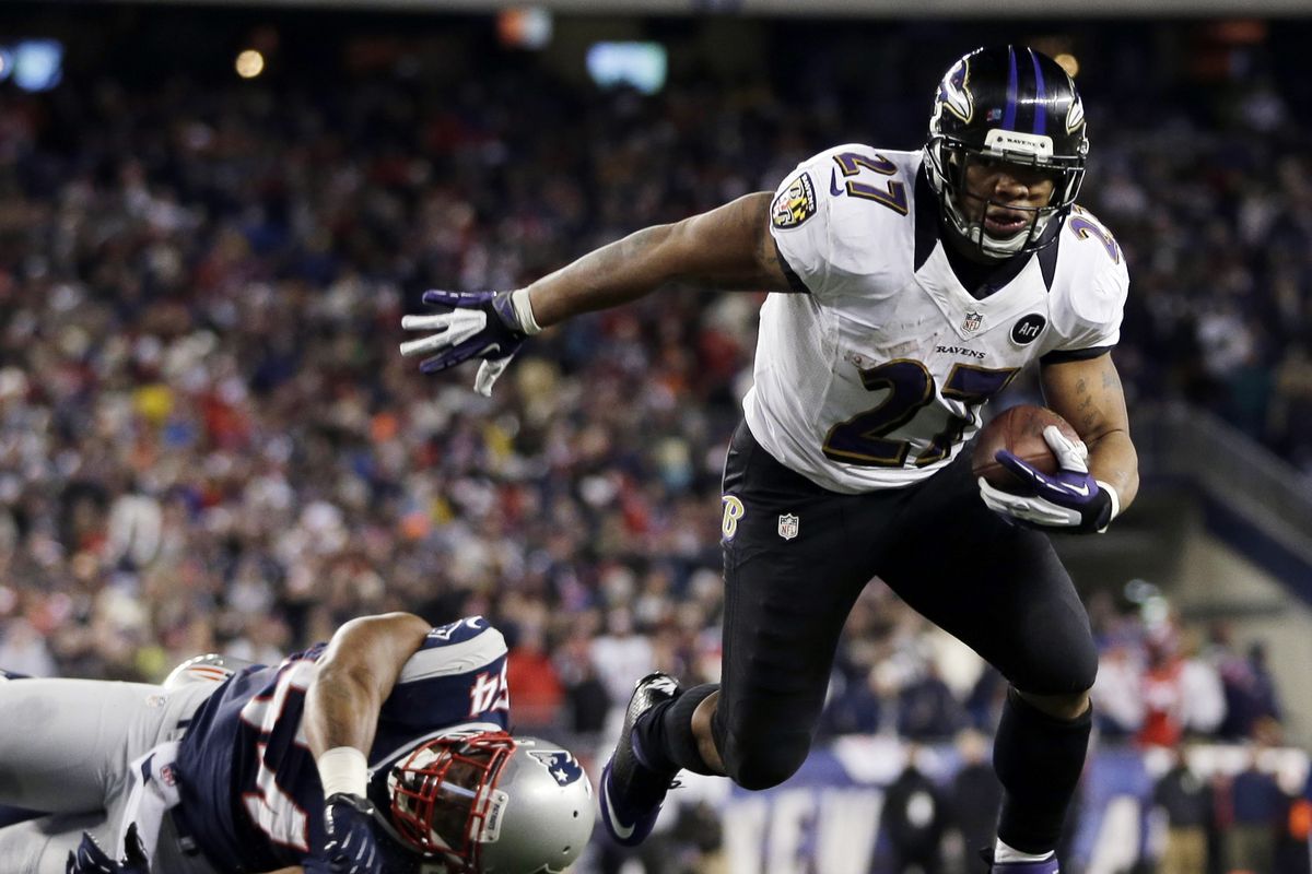 Baltimore Ravens’ Ray Rice is a slasher at running back, making would-be tacklers miss. (Associated Press)