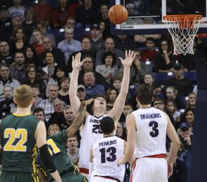 Gonzaga center Ryan Edwards against San Francisco during a college basketball game on Saturday, Jan. 30, 2016, at McCarthey Athletic Center in Spokane, Wash. (Tyler Tjomsland / The Spokesman-Review)