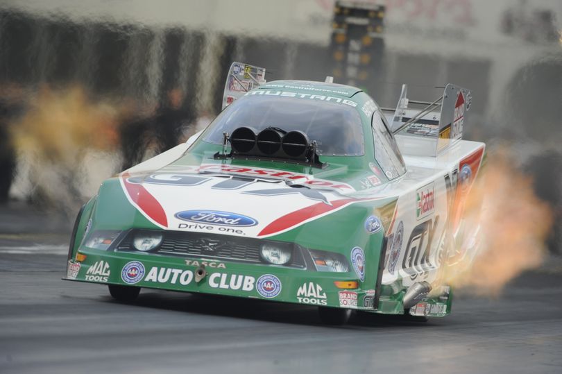 Ashley Force Hood flies to the top of the NHRA qualifying ladder. (Photo courtesy of NHRA Medis Relations)