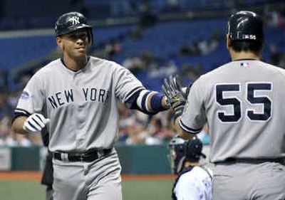 
Alex Rodriguez, left, Hideki Matsui and the Yankees are worth $1.3 billion.Associated Press
 (Associated Press / The Spokesman-Review)