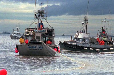 
Bristol Bay drift boats crowd the Naknek River near Naknek, Alaska, in July 1999. On Tuesday, President Bush lifted a ban on new oil and gas drilling in Bristol Bay. 
 (File Associated Press / The Spokesman-Review)