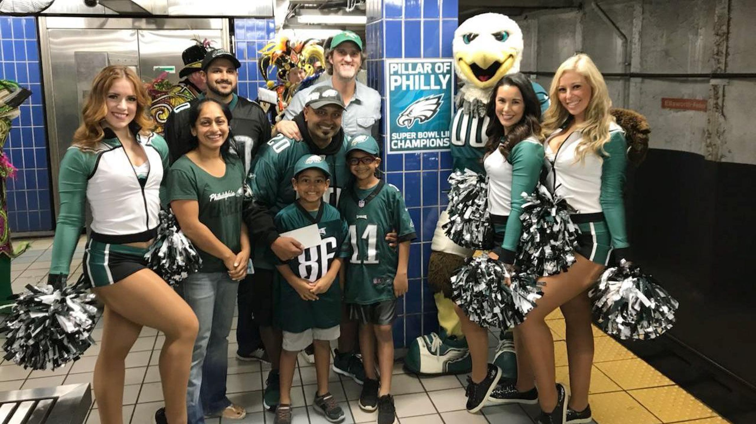 Delran Firefighters, Families Mingle With Philadelphia Eagles