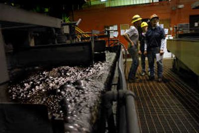 
Bubbles are formed in the flotation process for lead ore in the Coeur Mill in Wallace, Idaho, which processes material from the Galena Mine. 
 (Kathy Plonka / The Spokesman-Review)