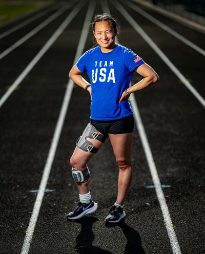 Sprinter Taylor Swanson, 31, who found out a year ago she has cerebral palsy, competed and won in the National Paralympics in March and recently came in second at the World Championship Paralympics. Swanson is preparing to try out for the official Paralympics team in July. She runs the 100-meter and 200-meter dashes and trains with ParaSport Spokane.  (COLIN MULVANY/THE SPOKESMAN-REVI)