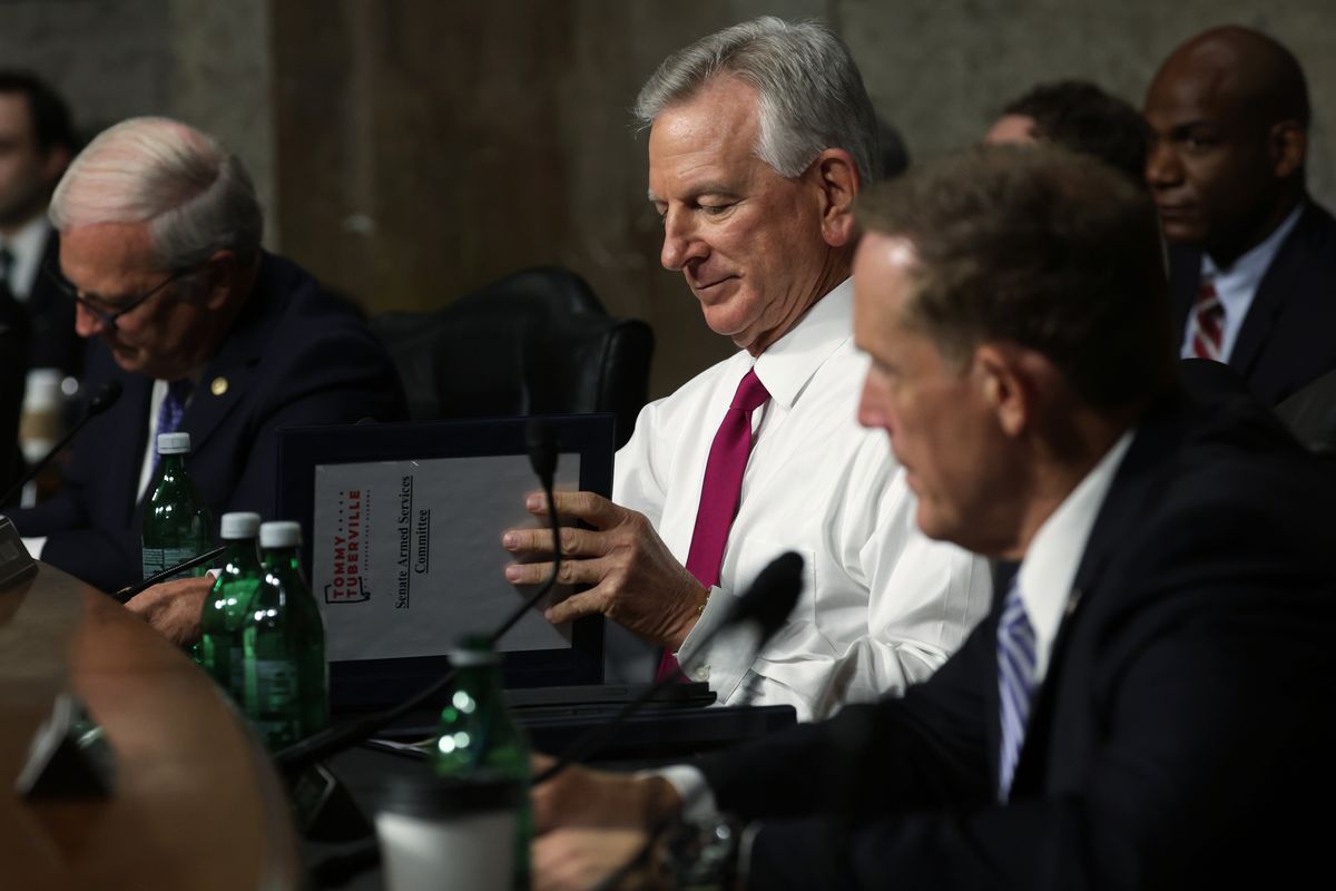 Sen. Tommy Tuberville, R-Ala., attends a hearing to examine the nomination of USAF General David Allvin for reappointment to the grade of general and to be Chief of Staff of the Air Force on Sept. 12 at Dirksen Senate Office Building on Capitol Hill in Washington, D.C.  (Getty Images)
