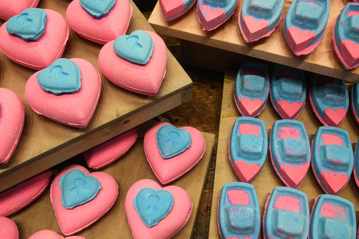 Lush Cosmetics in downtown Spokane will feature several products, including the Love Locket and Love Boat Bath Bombs. The company is credited with creating the first bath bombs in 1989. (Dan Pelle / The Spokesman-Review)