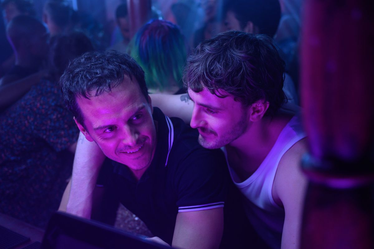 Andrew Scott, left, and Paul Mescal in the movie “All of Us Strangers.” (Parisa Taghizadeh/Searchlight Pictures/TNS)  (Parisa Taghizadeh)