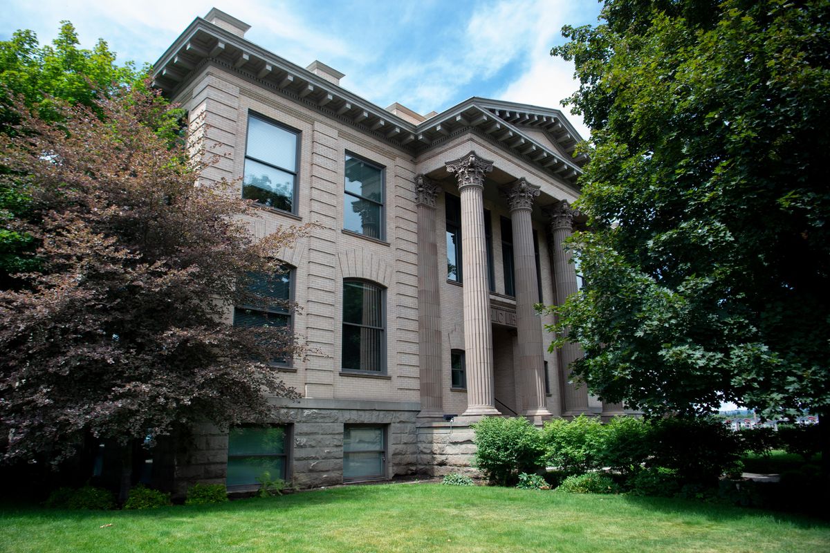 2019 - The 1905 Carnegie Library at 10 S. Cedar St. in downtown Spokane still carries the stately grace of Herman Preusse’s and Julius Zittel’s original design as Spokane’s first public library, shown Tuesday, July 16, 2019. Since 1993, it’s been the home of Integrus Architecture. (Jesse Tinsley / The Spokesman-Review)
