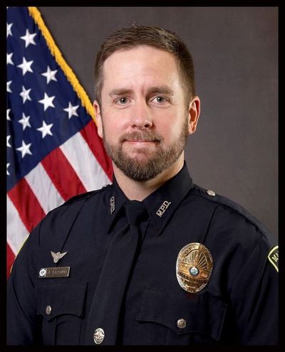 Maryville Police Department Field Training Officer Justin Brown, pictured in this undated photo provided by the police department, was critically injured in an accident while involved in a motorcade for Vice President JD Vance in Tennessee, officials said.  (Courtesy of the Maryville Police)