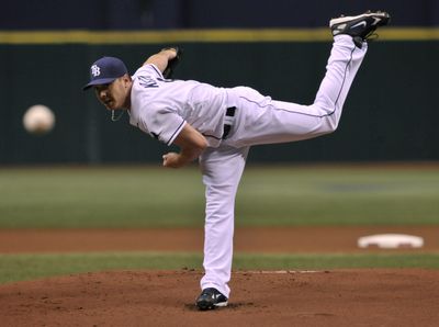 Tampa Bay’s Scott Kazmir, scheduled to start Game 5 today, allowed five runs during Game 2.  (Associated Press / The Spokesman-Review)