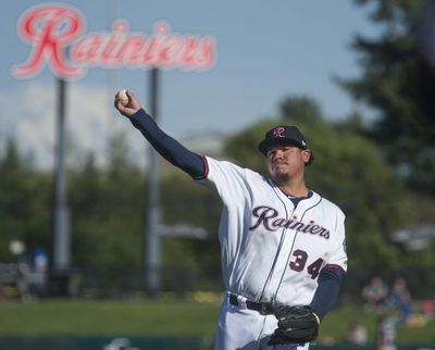 Seattle Mariners pitcher Felix Hernandez warms up before his rehab start for the Tacoma Rainiers against the Reno Aces in Tacoma, Wash., on  June 6, 2017. He could be back in the big league rotation soon. (Tony Overman / Associated Press)
