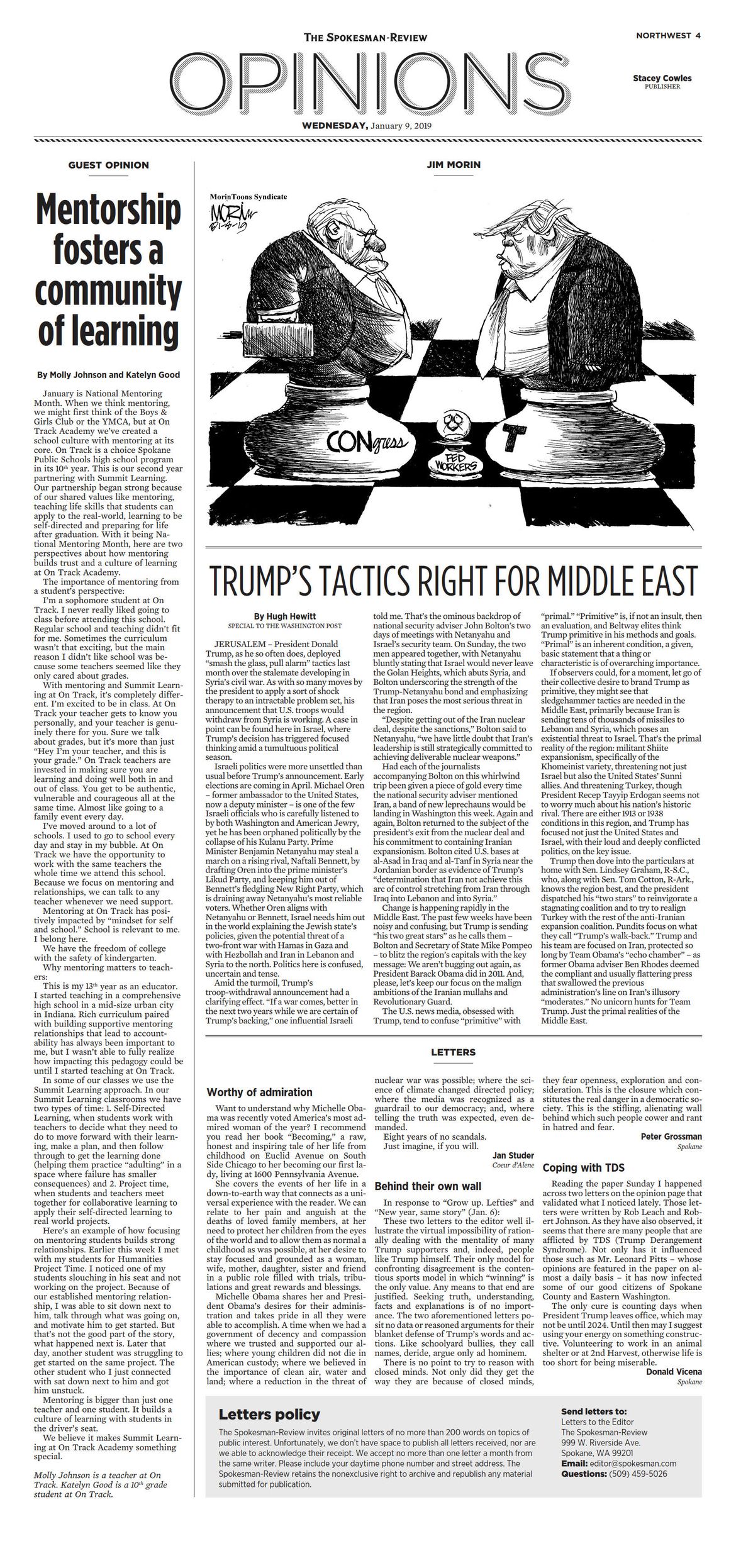 Opinion Front Page for Jan. 9, 2019 The SpokesmanReview