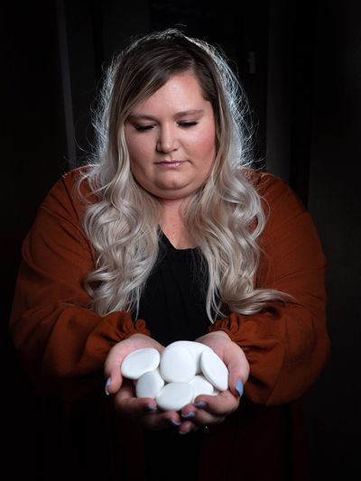 Kara DeGroff’s father died recently, and she memorialized him using Parting Stone. Amid a year of unprecedented loss, Advantage Funeral and Cremation is offering Spokane residents a another way to memorialize their departed loved ones.  (COLIN MULVANY/THE SPOKESMAN-REVIEW)