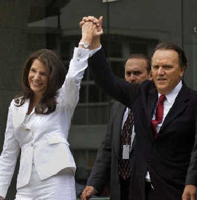 
Richard Scrushy and his wife Leslie celebrate his acquittal on June 28. 
 (Associated Press / The Spokesman-Review)