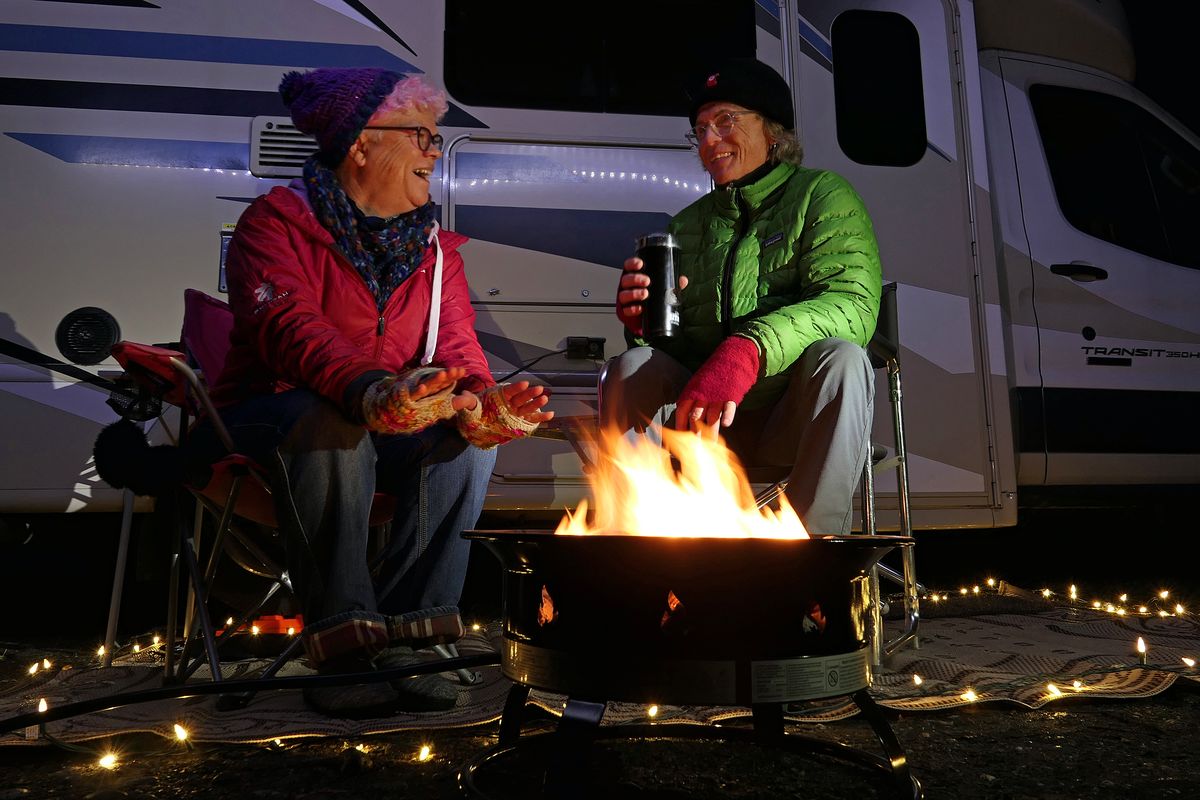 The Outland Living Firebowl gets a tryout at Deception Pass State Park. (John Nelson)