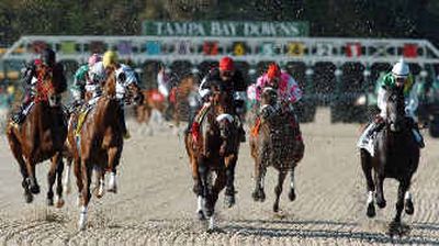 
Sun King, ridden by Edgar Prado, center front, is atop the Run to the Roses rankings.
 (Associated Press / The Spokesman-Review)