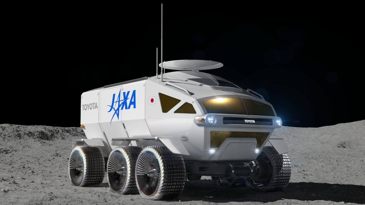 This graphic illustration provided by Toyota Motor Corp. shows a vehicle called "Lunar Cruiser" to explore the lunar surface. Toyota is working with Japan