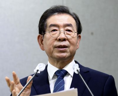 Seoul Mayor Park Won-soon speaks during a press conference at Seoul City Hall in Seoul, South Korea Wednesday, July 8, 2020. Police on Thursday, July 9, said the mayor of South Korean capital Seoul has been reported missing and search operations are underway. (Newsis)