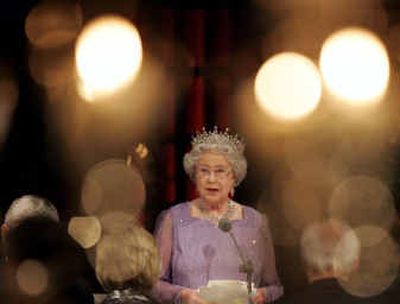 
Britain's Queen Elizabeth II delivers a speech Tuesday in Berlin.
 (Associated Press / The Spokesman-Review)