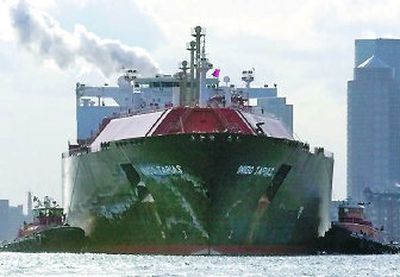 
The liquefied natural gas (LNG) tanker Inigo Tapias makes its way through Boston Harbor. The energy industry regards LNG as a vital step in keeping up with the demand for natural gas in the United States.
 (File Associated Press / The Spokesman-Review)
