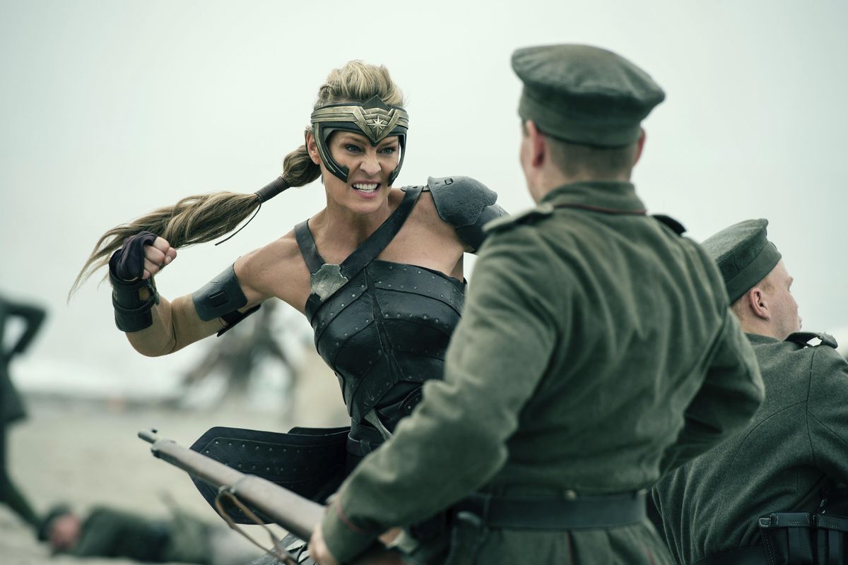 Robin Wright in a scene from "Wonder Woman," in theaters on June 2. (Alex Bailey / Warner Bros. Entertainment)