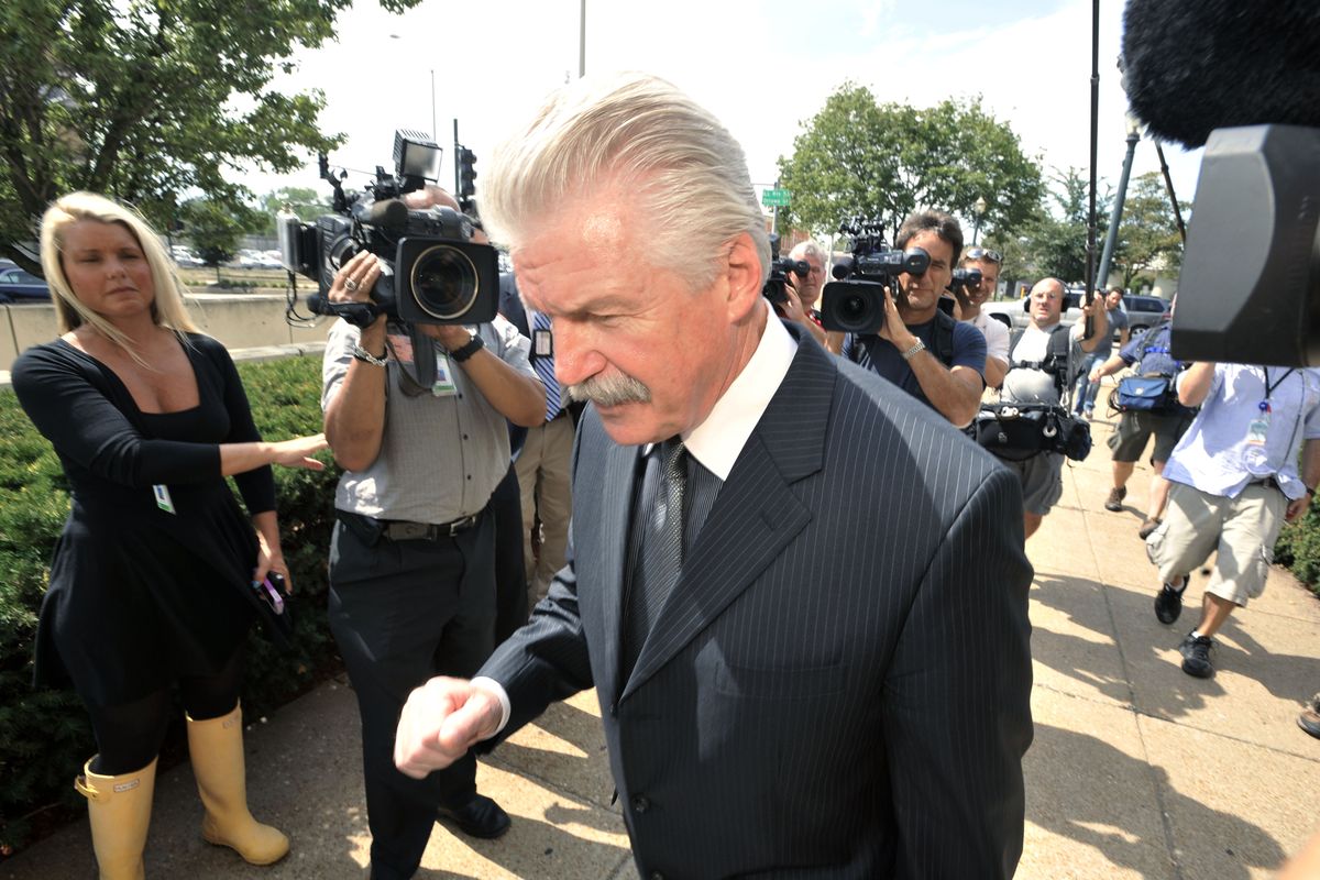 Will County States Attorney James Glasgow returns to the Will County Courthouse after the beginning of jury deliberations in former Bolingbrook police officer Drew Peterson