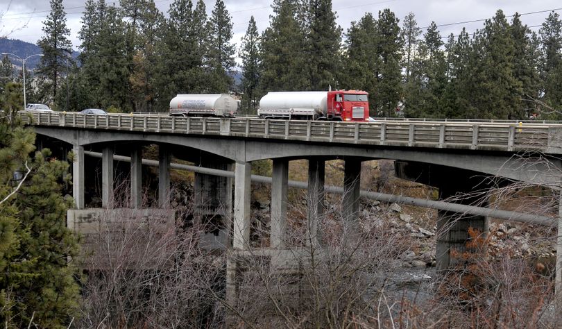 Construction on the western Sullivan Road bridge, shown Dec. 28, 2011, is scheduled to begin late this year or early next year. (Jesse Tinsley)