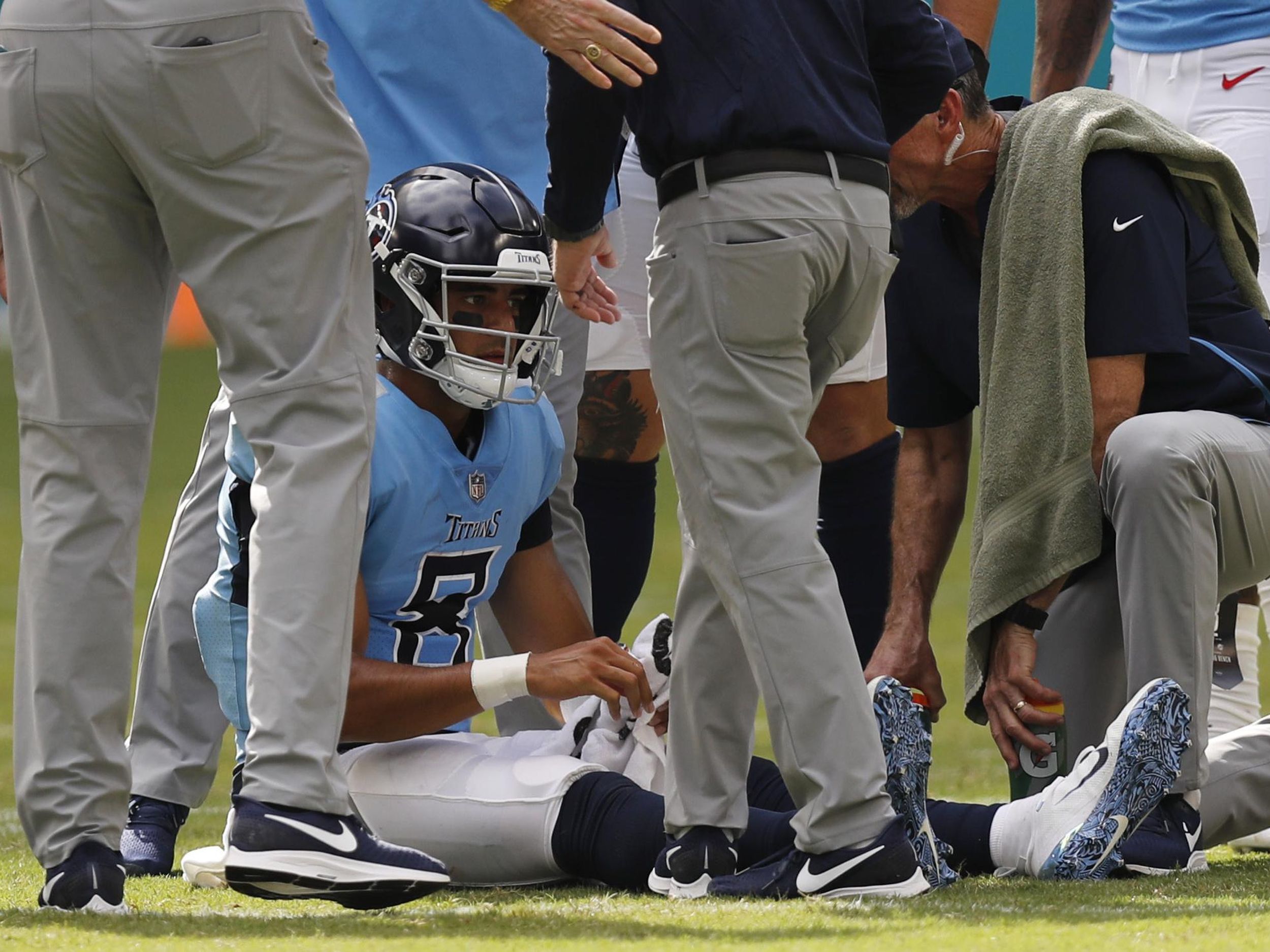 Titans lose Marcus Mariota, Delanie Walker Taylor Lewan to