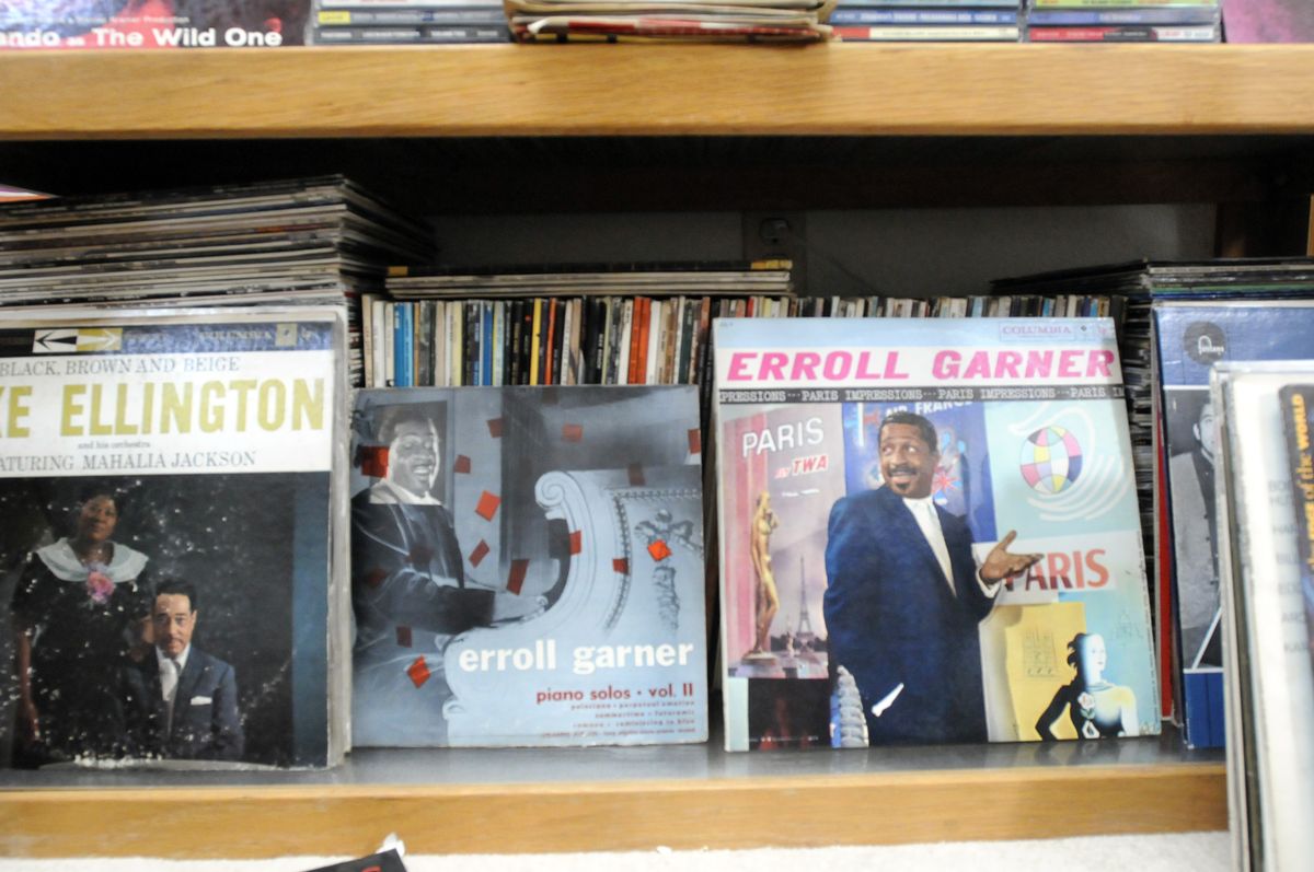 Roger Butler’s record  collection is heavy on jazz, rock and pop, dating back several decades. He has 45s, 10- and 12-inch LPs, and 78s. (Jesse Tinsley / The Spokesman-Review)