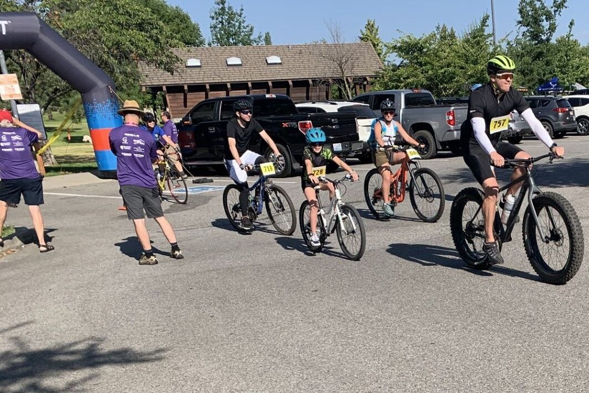 Riders take off from the starting line in Mirabeau Point Park last year.  (Peggy Doering)